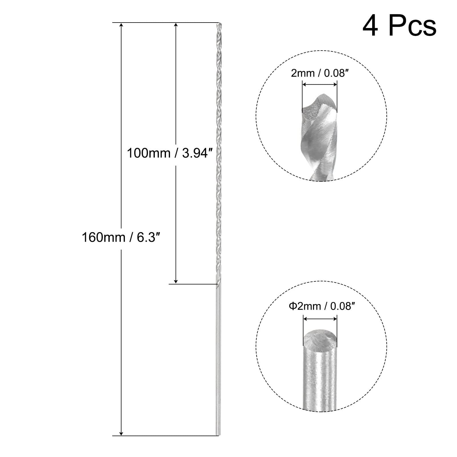 TA-VIGOR 4Pcs 2mm Extra Long Twist Drill Bits - Image 2