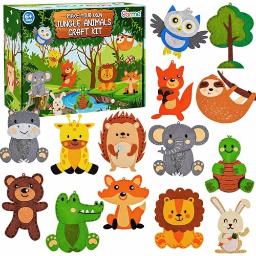 Garma Animal Sewing Kit for Kids - 14 in 1 Kids Sewing Crafts Kit for Beginners - Mini Sewing Kits for Kid 5-8 8-12 - Easy Sew Your Own Felt Animals DIY Craft Set for Boys & Girls Birthday