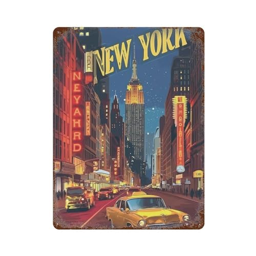 Plaque métal New York décoration murale vintage anti-déchirure pour remplacer les affiches papier