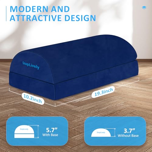 Image of StepLively Foot Rest for Under Desk at Work, Comfortable Foot Stool with 2 Adjustable Heights, Footrest with Washable Cover, for Back & Hip Pain Relief, Suitable for Office, Home, Car, Blue, X-Large
