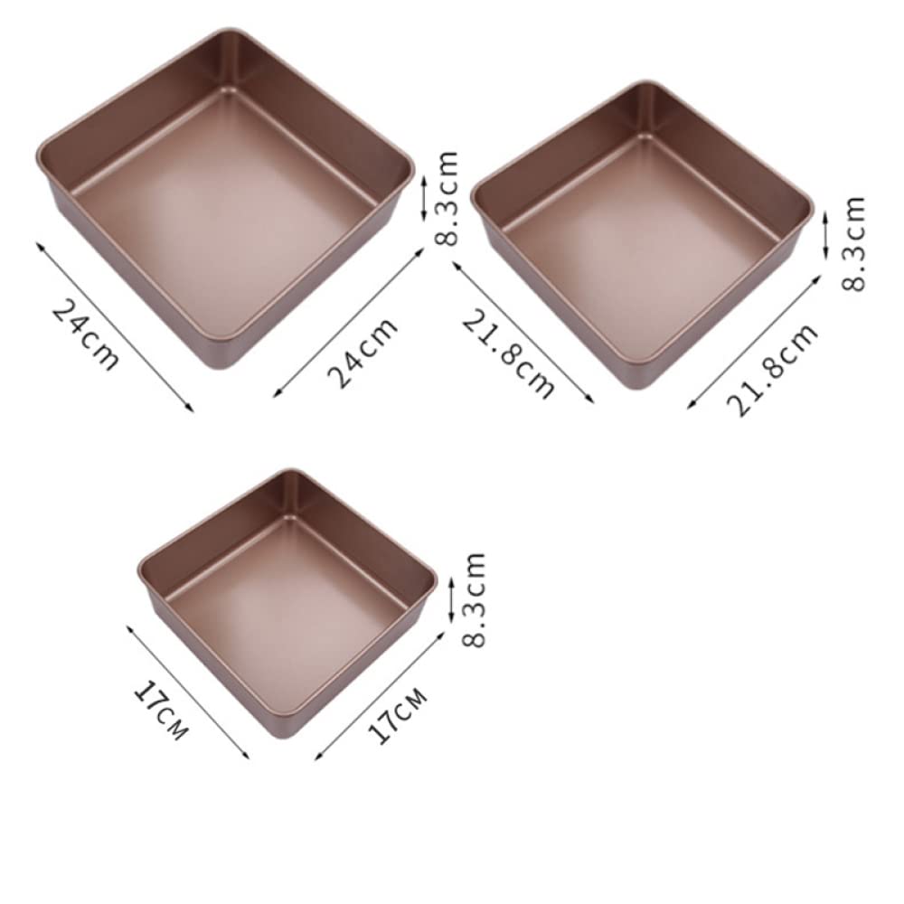 ACiyD Bandeja para Hornear Pasteles Cuadrada Antiadherente de 3 tamaños Bandeja para Pan de Acero al Carbono Pie Pizza Pan Pastel Lata para Hornear (9 Pulgadas)