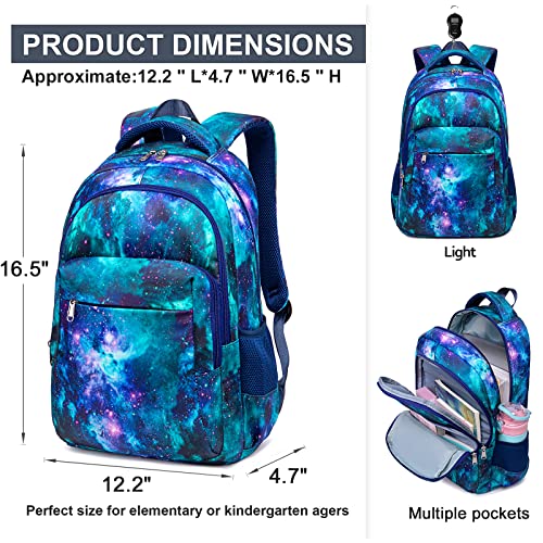 LEDAOU Schulrucksack Jungen Teenager Mädchen Schultaschen Kinder Rucksäcke Wasserdicht Leichtgewicht Schulranzen Groß für Schule Geschenke (Galaxy Blue+5017)