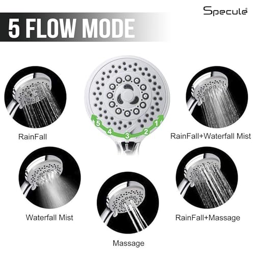 Image of 4-Inch ABS Hand Shower Only with 5 Spray Functions | Chrome Finish | High Pressure Water Saving Handheld Shower Head for Bathroom | Durable & Lightweight Design