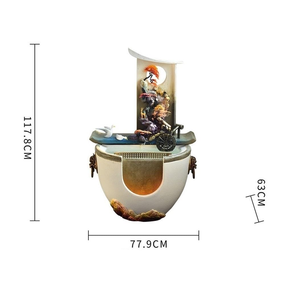 Jingzai202405 Indoor Floor Fountain Balcony Garden Fish Pond Scenery Rockery Water Fountain Ornament Feng Shui Wheel Opening Gift Water Fountain