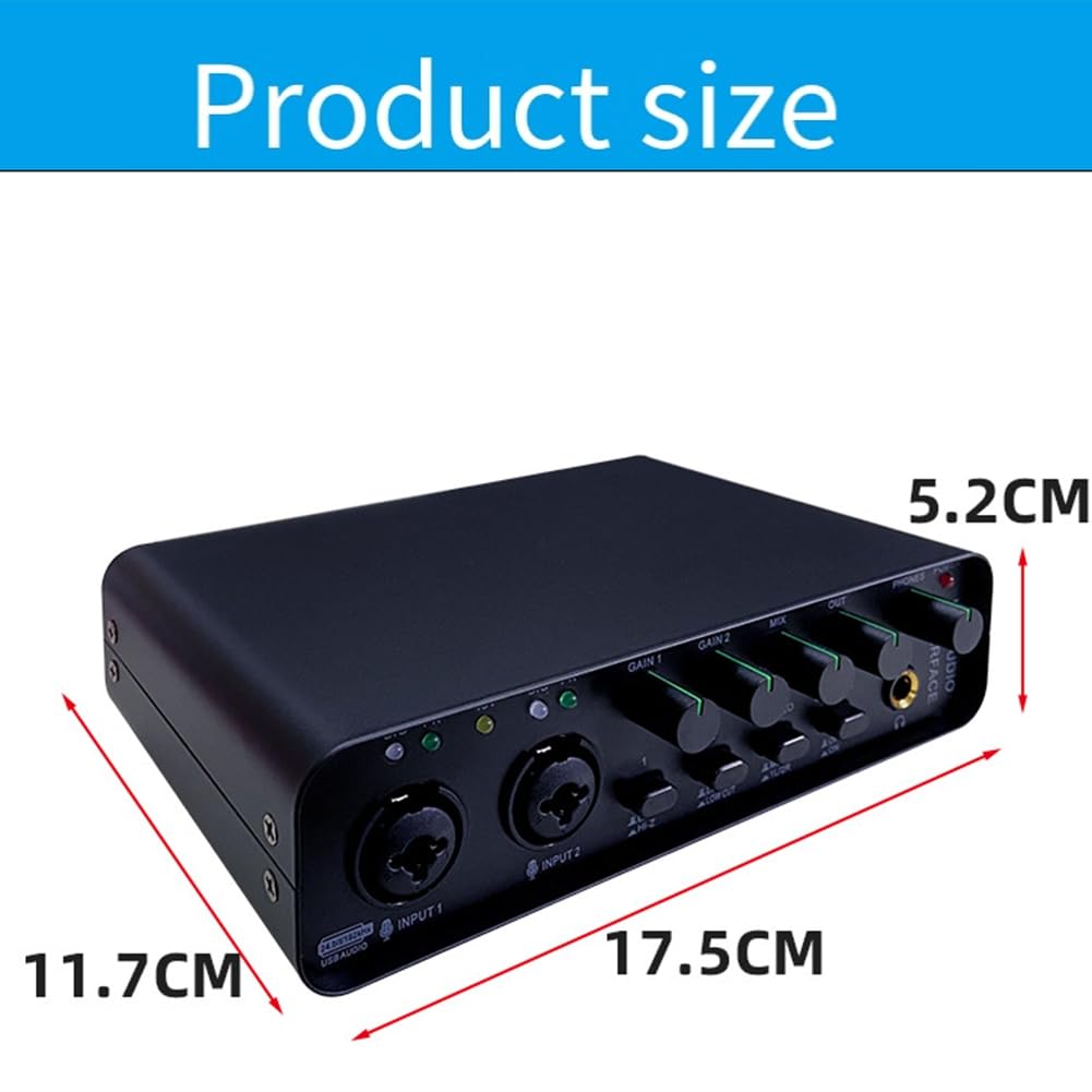 Interfaz de Audio Profesional con Tarjeta de Sonido y Monitorización para Guitarra Eléctrica, Grabación en, Canto en Estudio y Micrófono.