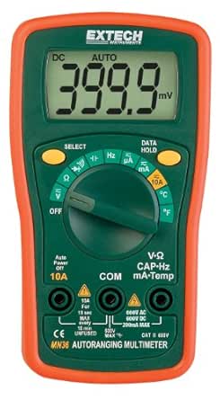 Extech MN36 Digitales Mini-Multimeter, Grün/Orange
