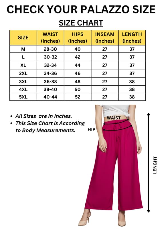 Image of Super Soft Viscose Rayon Flared Palazzo Pants for Women Stylish Wide Leg Straight Relaxed Fit Casual Ethnic Office Wear