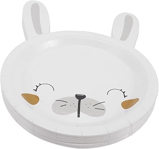 Gadpiparty Easter Plates 20 pcs Rabbit Paper Plate Plates Disposable Easter Food Plates Bunny Tableware Dessert Banquet Tray Easter Paper Plates