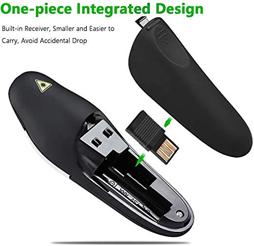 QUI Wireless Presenter Remote, RF 2.4GHz USB Presentation Remote Control PowerPoint Presentation Clicker for Keynote/PPT/Mac/PC