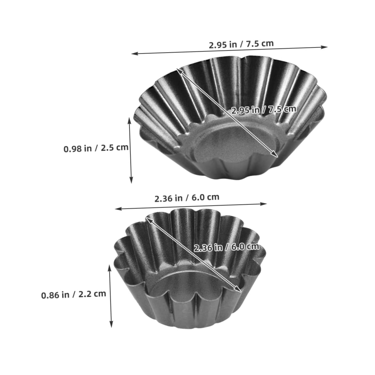 Cabilock 4pcs Non Stick Carbon Steel Tart Molds Heavy Duty Fluted Design for Baking Egg Tarts Cupcakes and Puddings and Elegant Bakeware for Home Use
