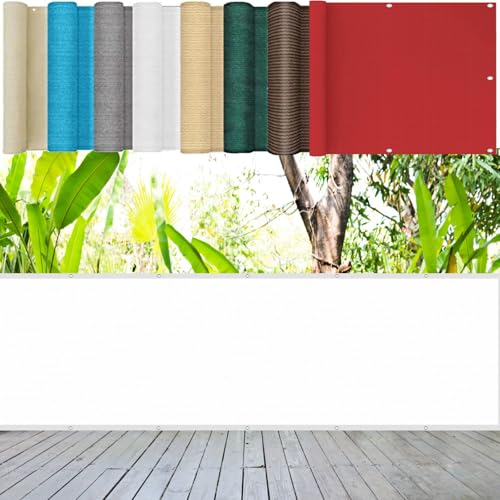 Pantalla de Balcón 140 x 650 cm 220G/M² Densidad HDPE UV Protección Transpirable, Fácil Instalación Pantalla HDPE para Balcón para Jardín, Vayas O Piscina, Blanco
