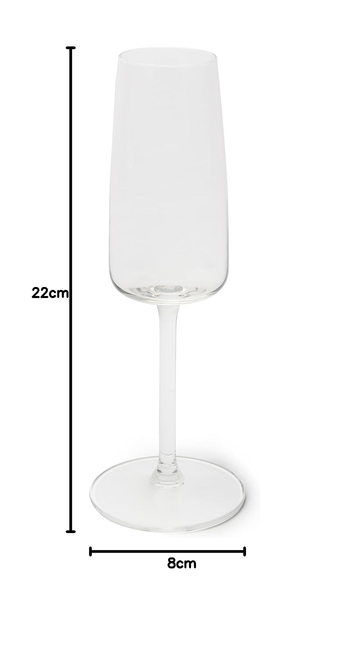 Excelsa Barolo Set 6 Flute Trasparenti, Vetro Soffiato, Capacità 210 Ml.