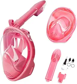Máscara de Mergulho Full Face Profissional Antiembaçante Infantil Jovens com Suporte para Câmera Ação, Presentes do Dia das Crianças.