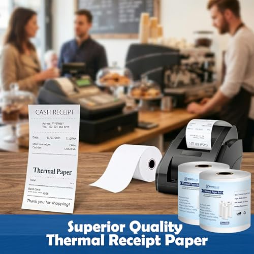 Image of MOREBLUE 3 Inch Thermal Printer Roll 79mm x 50 Meter | Thermal Receipt Paper Roll for POS Billing Machine | Cash Register Bill Printer Paper | BPA Free, High Print Clarity, Long Lasting 5 Roll