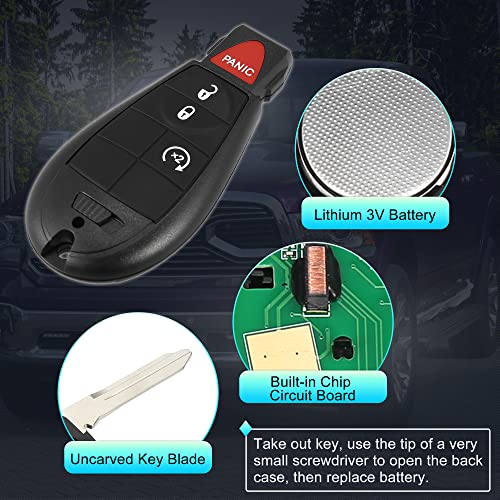 Mando para Dodge Ram llavero coche con chip GQ4-53T alta sensibilidad y 4 botones mando 2uds 4