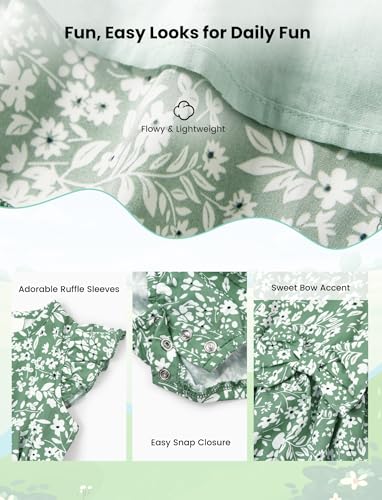 Image of PATPAT Family Matching Outfits Mommy and Me Dresses Floral Dress & T-Shirts | Mommy and Me Easter Dresses, Puff Sleeve Floral Sundress, Cotton Blend T-shirts, Couples Party Wedding Vacation Outfits