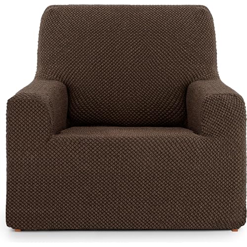 Housse de canapé 1 place marron universelle et extensible - 2