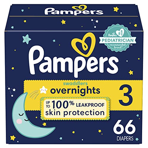 Image of Diapers Size 3, 66 Count - Pampers Swaddlers Overnights Disposable Baby Diapers, Super Pack (Packaging & Prints May Vary)
