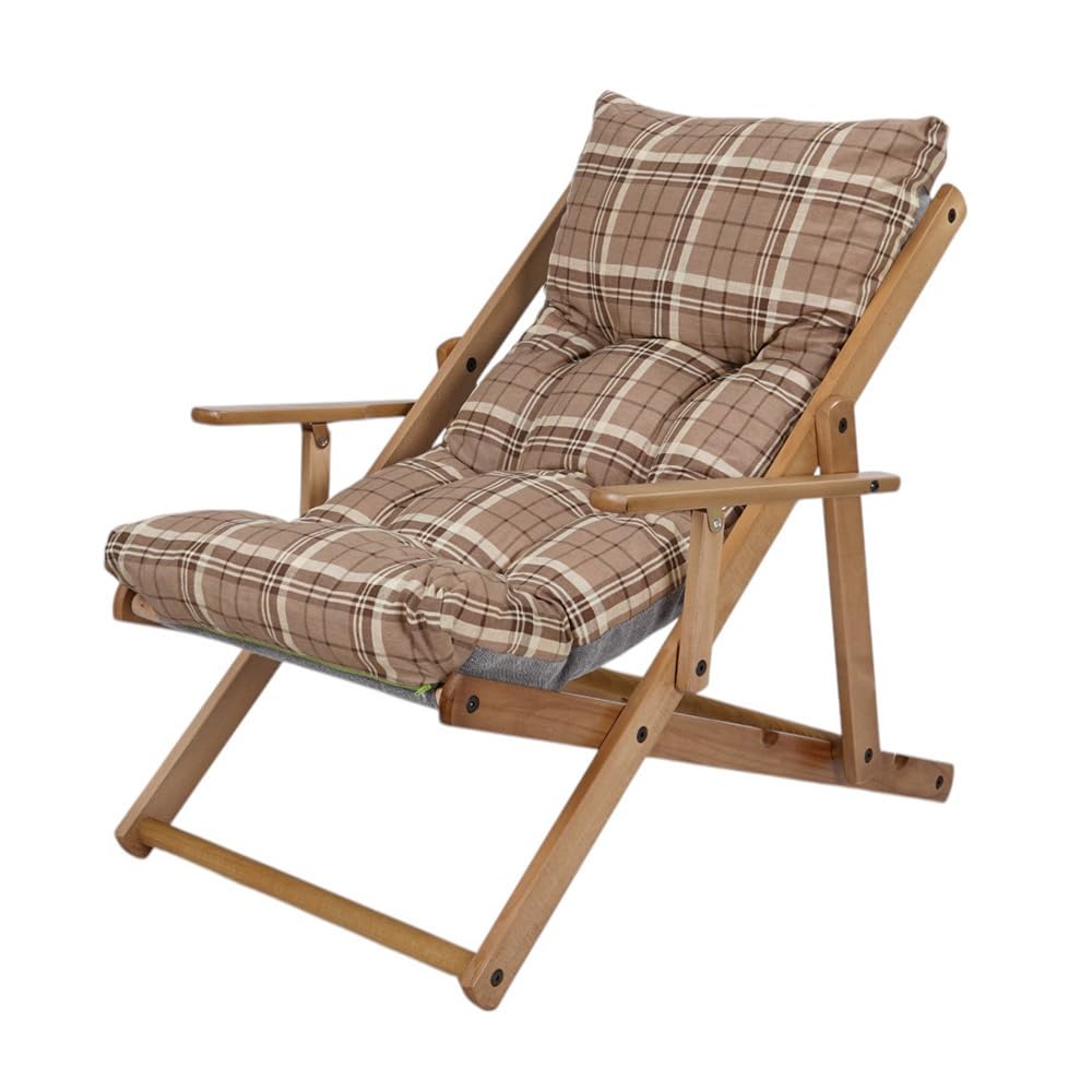 Liberoshopping Sillón plegable de madera de haya, 3 posiciones, cojín acolchado para salón o jardín, fabricado en Italia – Relax (avellana)