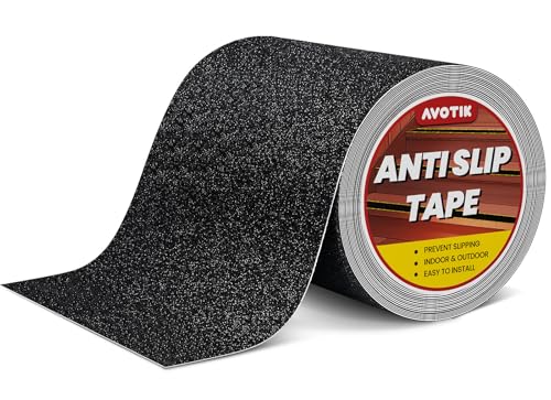 Avotik Fita de aderência antiderrapante: fita antiderrapante para escadas, impermeável, 20 cm x 11 m, rolo antiderrapante de segurança para degraus, rampa, piso de tração, aderência