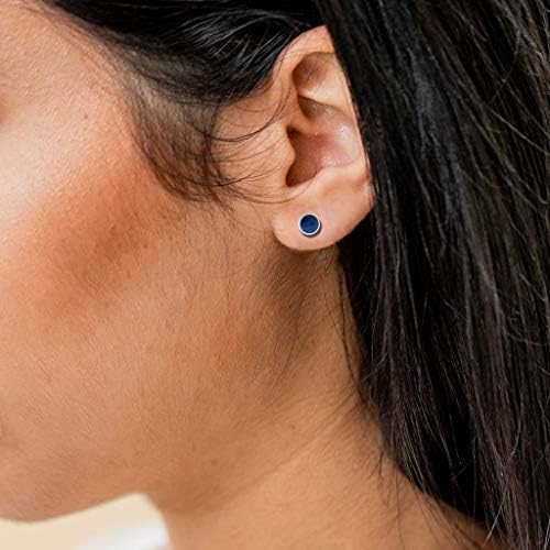 Boma Jewelry Sterling Silver Synthetic Lapis Inlay Circle Stud Earrings - Image 3