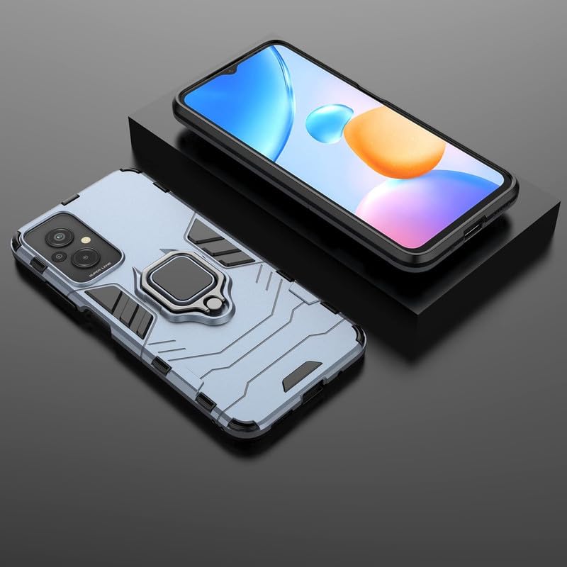 Image of Shockproof 360 Rotation Ring Holder Kickstand Hard Back Cover for Xiaomi Poco M4 5G - (Robot, Blue)