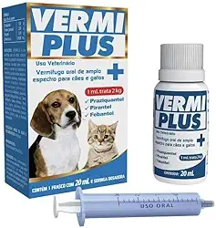 Vermifugo para intestino Cães e Gatos 01-40kg 20ml