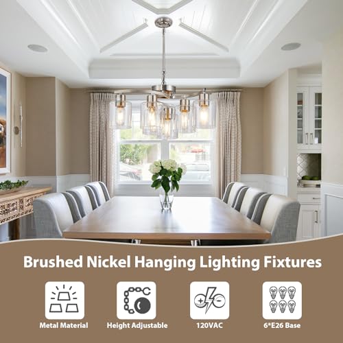 Doltoro D148-052-06-SB Brushed Nickel Modern Farmhouse Chandelier 6 Light Chandeliers thumb #5