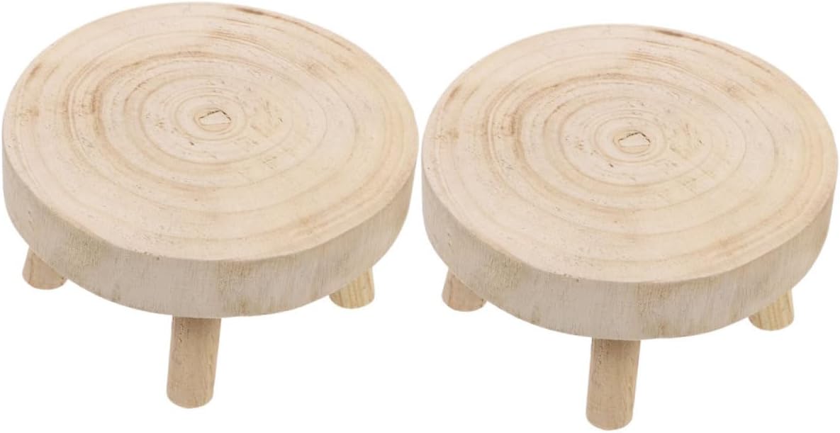 2pcs Wooden Plant Stand Potted Flower Pot Holders with Smooth Polished Surface Sturdy Garden Planter Holder for Indoor Outdoor Patio Bonsai Display