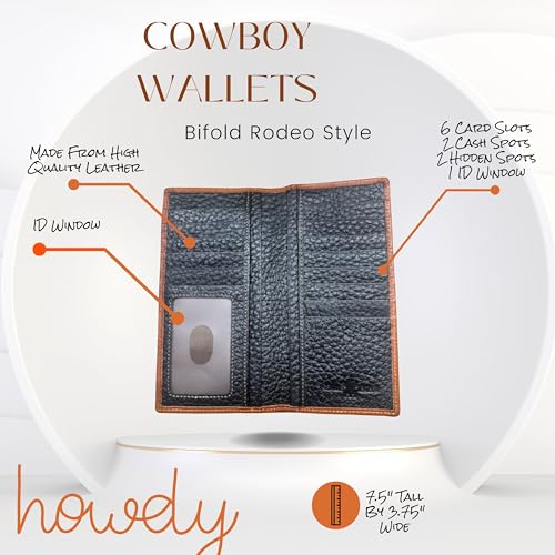 Men’s Long Leather Wallet – Floral Laser Cut Rodeo Bifold with Embossed Mexico 50 Peso Coin Design – Western Vaquero Checkbook Wallet for Cowboys & Latino Gifts3