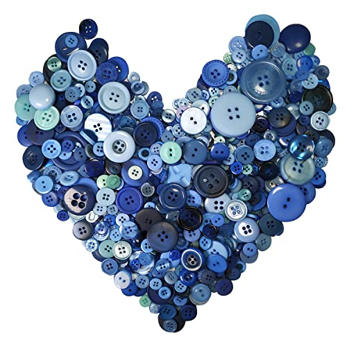 Niidodkatzi 600-700 Pcs Round Resin Buttons Assorted Sizes For Crafts Sewing Diy Manual Button Painting Diy Handmade Ornament Buttons, 2 Holes And 4 Holes ( Blue） #TOP11