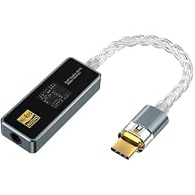 USB C to 3.5mm Audio Adapter with Dual Chip CX31993 MAX97220 DAC & HiFi Amplifier, 8-Strand 4N Single Crystal Silver-Plated Copper Cable,USBC to Headphones Aux Dongle for Android iPhone PC Grey