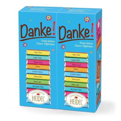 Heidel Danke Vollmilchschokolade Täfelchen 2x80g pro Packung 16 Stück Mini-Tafeln à 5g Vielfältige Danksagungen Exquisite Geschenkidee