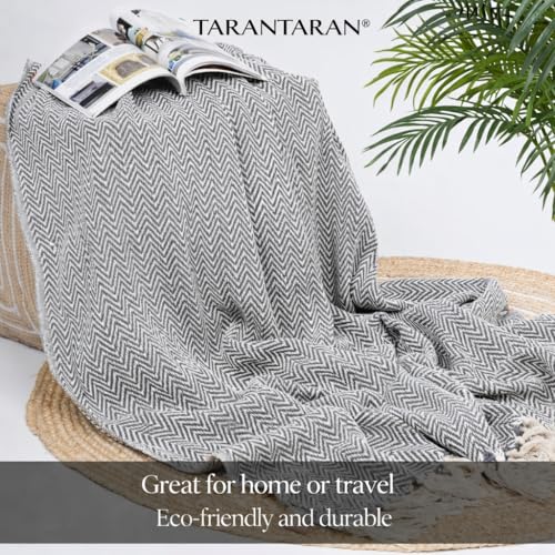 Image of Tarantaran All Season Cotton Weaved Throw Blanket for Bed /Sofa 50x70 INCHES (Grey)