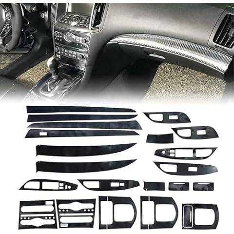 FZJDSD 3D Carbon Fiber Pattern Interior DIY Trim Decals Compatible with Infiniti G25 G37 2007 2008 2009 2010 2011 2012 2013 Available On 4 Doors Models Only Cover
