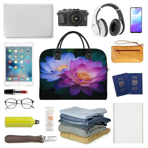 Travel Bag Lightweight Overnight Bag Portable Lotus Flower1 Print Tote Bags For Women And Men4