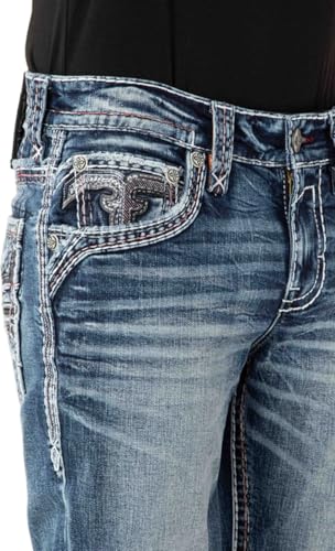 Rock Revival - Mens Jaysen J204R Straight Jeans, Color Medium Blue, Size: 38W x 32L4