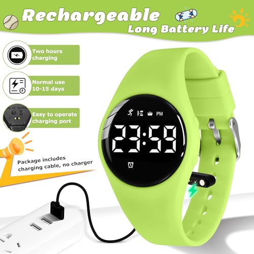 Image of Kids Watches for Girls Boys Digital Sport Watch with Step Counter Pedometer Vibration Alarm Clock, No App Waterproof Fitness Tracker Kids Watch Boys Girls Teens Students Ages 5-16