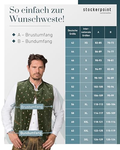 Stockerpoint Calzado Herren Trachtenweste, Moosgrün, 54