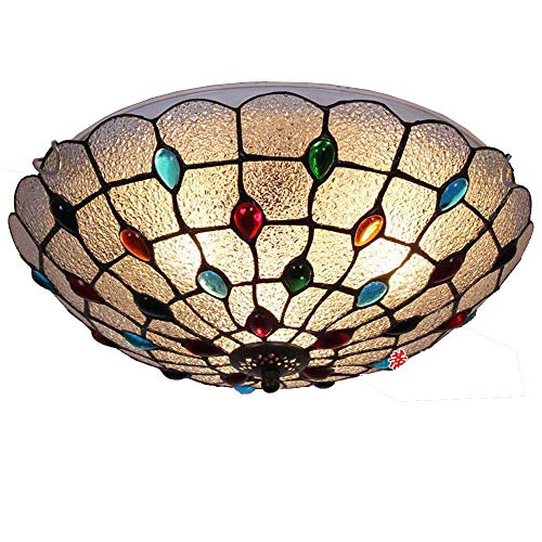 Lampe de plafond Tiffany colorée pour illuminer chaleureusement une chambre