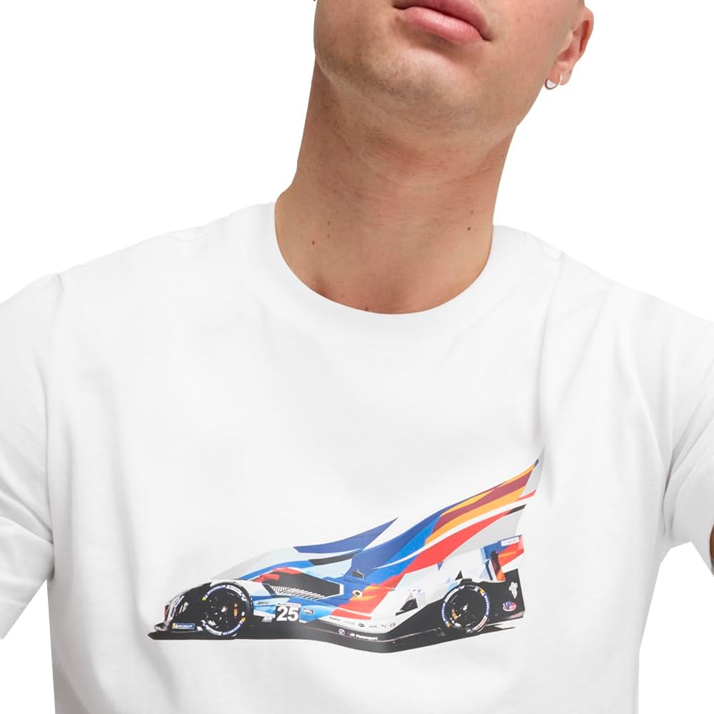 PUMA Mens BMW MMS Car 2 Graphic Crew Neck Short Sleeve Casual Tops Casual - White - Size XXL