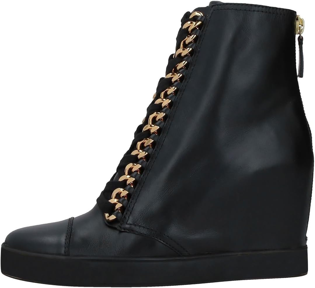 FSJ Women Wedge Heel Platform Ankle Boots Chain Lace-up Chunky Combat Booties Round Toe Pumps Zipper Fashion Sneakers Size 4-16 US