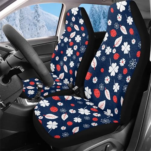 Housses de siège de voiture avant fleurs de coccinelle 52x138cm universelles