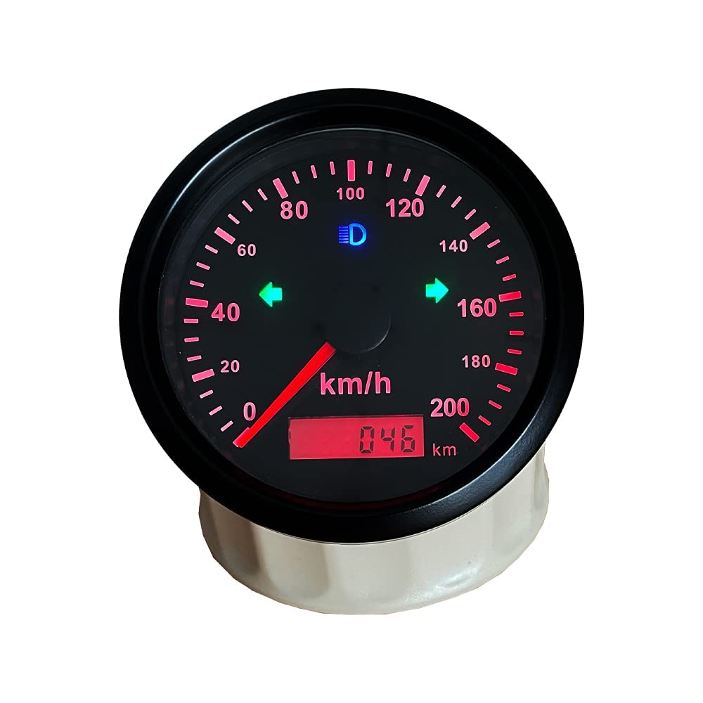 ELING GPS Compteur De Vitesse 200km/h pour Voiture Moto ODO Kilométrage 85mm 12V 24V Étanche