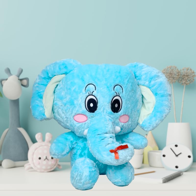 Image of MABLE Elephant Soft Toy for Kids Big Ear Plush Stuffed Animal Toy | Cute & Huggable, Gifting Toy for Baby Boys & Girls | Blue