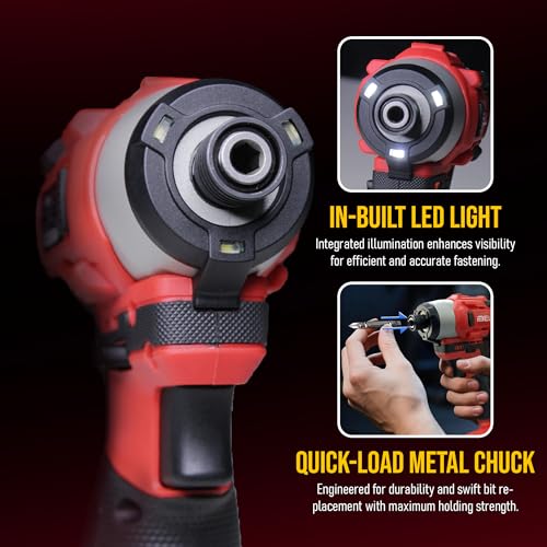 Image of IBELL IBL BD12-19 12V Brushless Cordless Impact Screwdriver | 185Nm Torque | 2-Speed | Forward & Reverse | 1 /4 inch Hex (6.35mm) | Self-Tapping Mode | 1500mAh Battery | 12 Months Warranty
