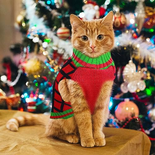 ABRRLO Weihnachten Hund Pullover hässlich Vintage Stricken Plaid Xmas Rentier Urlaub Festliche Hund Pullover Kleidung für kleine mittlere große Hunde Katze(Rentier,XL)