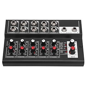 Audiomixer, 5-kanaals volume en 2-uitgangskanaalvolume Hoogwaardig legeringsmateriaal Duurzame stereo-audiomixer voor…