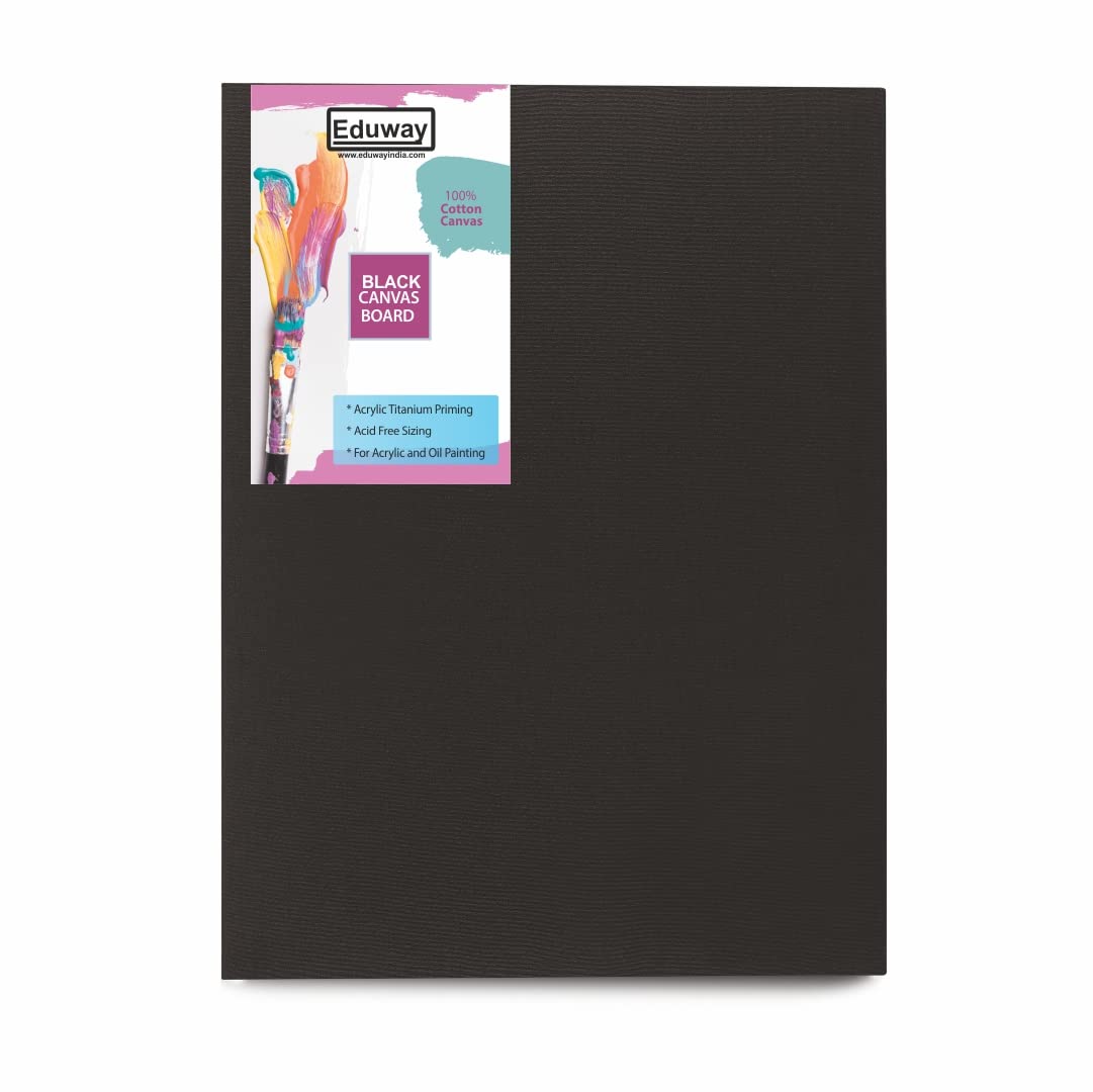 Eduway Średnio ziarnista, 15 x 50 cm, bawełniane, czarne płótno, 5 sztuk, 15 x 50 cm, z podkładem płyty MDF 4 mm, do malowania.