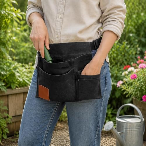 Bolsa de cinturón para herramientas de jardinería negra miniatura 5